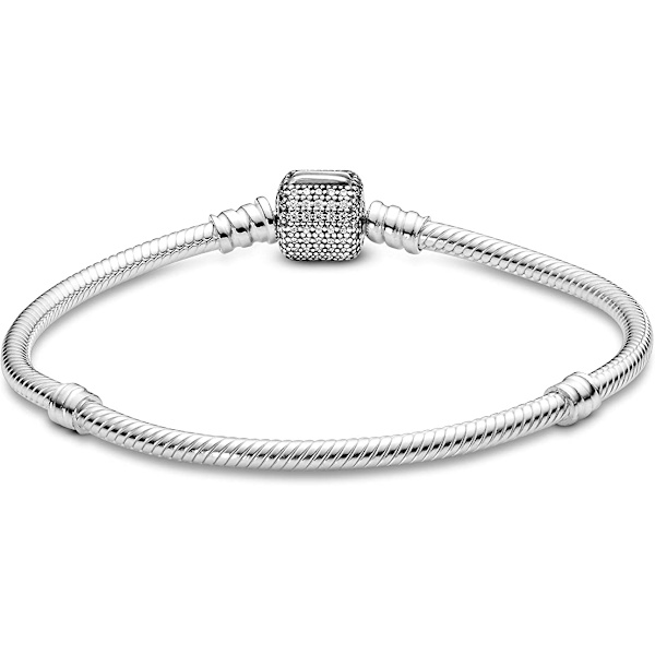 925 Sterling Hopea Rannekoru Naisille, Kiiltävä Pavé-Solki Käärmeketju Kuutio Zirkonia Rannekoru (koko: 21cm)