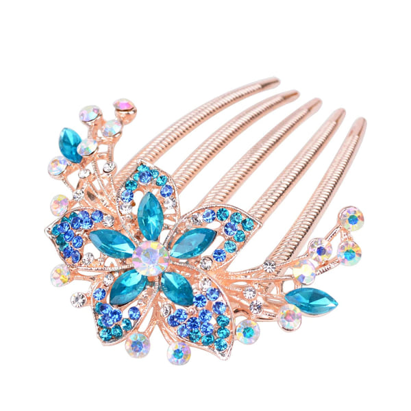 Sankuwen Blomster Rhinestones Hårkamme Tilbehør, Perfekte Mors Dags Gaver, Fødselsdagsgaver (Blå)