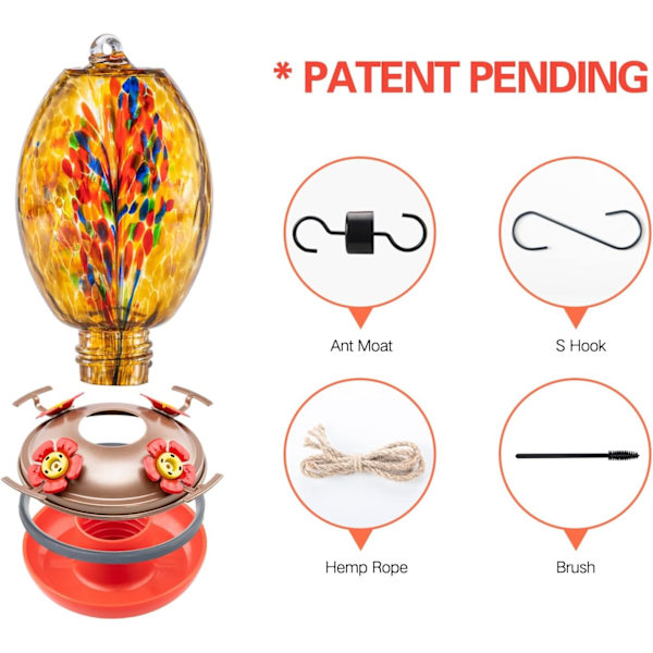 WJ Hummingbird Feeders til udendørs ophængning, blæst glas Hummingbird Feeder, Hummingbird gaver til mor, have baghave indretning, unik
