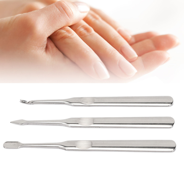 3-pack Nagelkutikula Trimmer i Rostfritt Stål Professionell Nagelkutikula Avlägsnare Pusher för Manikyr