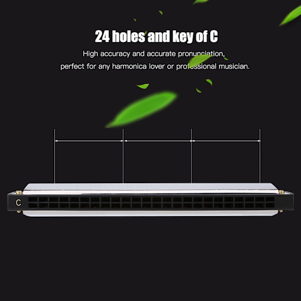 24 Hullers Nøgle af C Metal Mundharmonika Mundorgel Børnelegetøj Harmonikaer (Sort)