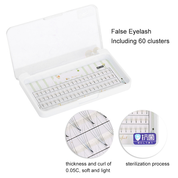 Blå falske øyevipper Makeup Cluster 0.05C Extension Podde falske øyevipper (13mm)