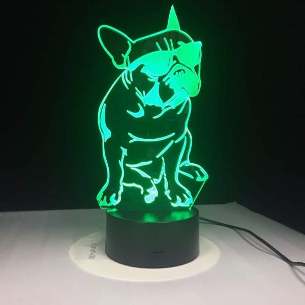 WJ bär solglasögon Hund 3D-lampa 7-färgade led nattlampor för barn Touch LED USB bord Lampara Lampe sovande nattlampa