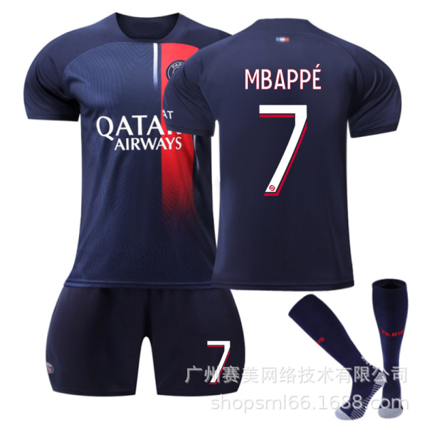 2023-2024 Paris hemma fotbollströja set för barn med strumpor-nr 7 MBAPPE#16 No.7 MBAPPE #16