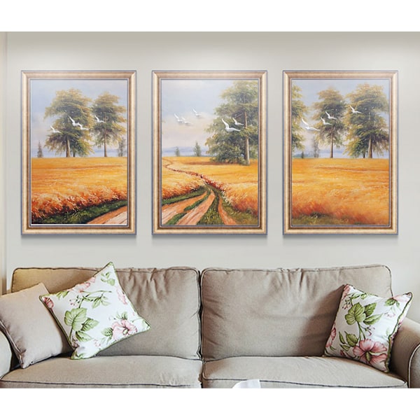 Landsbygdsvetemålningsväggkonstduktryckaffisch, enkel modekonstteckningsdekor (uppsättning av 3 oramade, 16''x20'')
