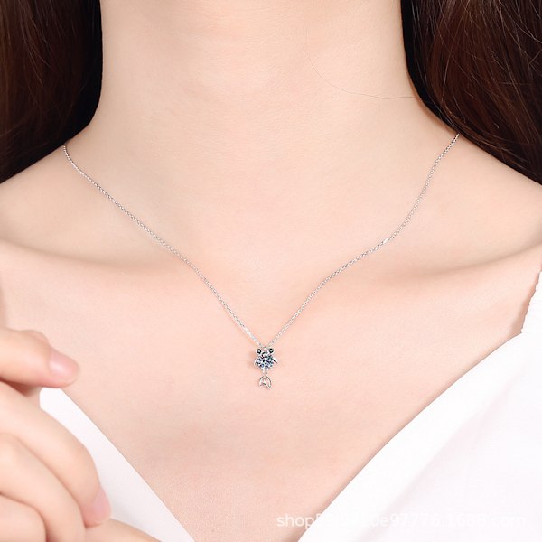 Moissanite guldfiskhänge halsband 1CT S925 silver D färg ideal cut diamant halsband för kvinnor