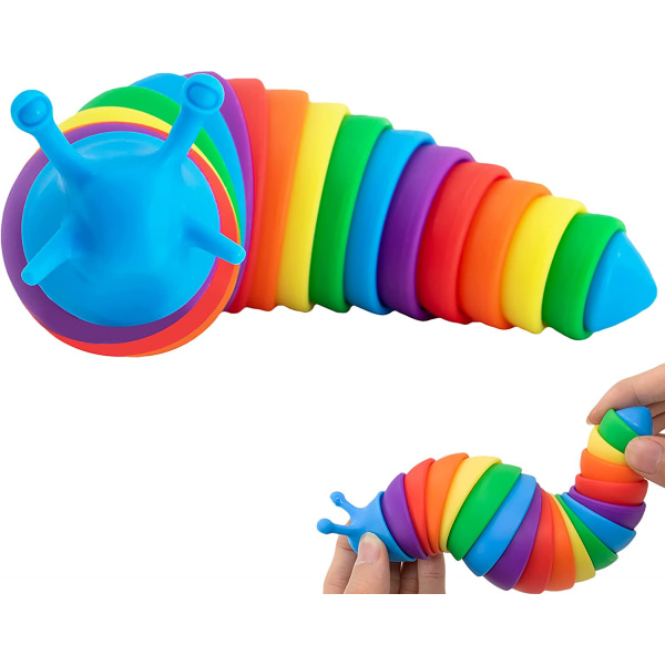 Fidget Slug Toy, 3D ledade Sticky Stretch sensoriska leksaker, flexibel dekompressionssnigel för avkoppling för vuxna Barn Autistic