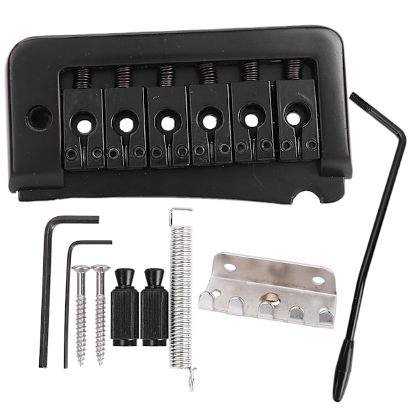 Zink-legering järn 6-strängad elektrisk gitarr stall tremolo arm set med installationsverktyg (svart)