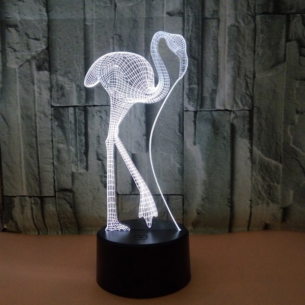 Optisk illusion 3D Flamingos nattlampa 16 färger ändrar USB-driven fjärrkontroll touch switch dekorationslampa
