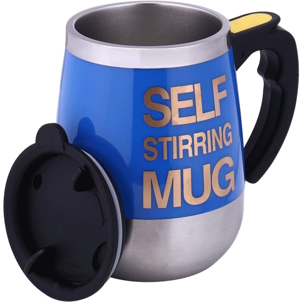 Självrörande mugg Automatisk självblandande mugg i rostfritt stål för kaffe/te/varm choklad/mjölk - 450 ml/15 oz Den bästa presenten (havsblå)