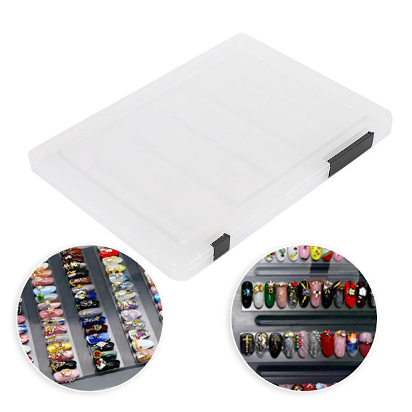 Stor kapacitet falske negle tips display boks transparent neglekunst visning display boks sort