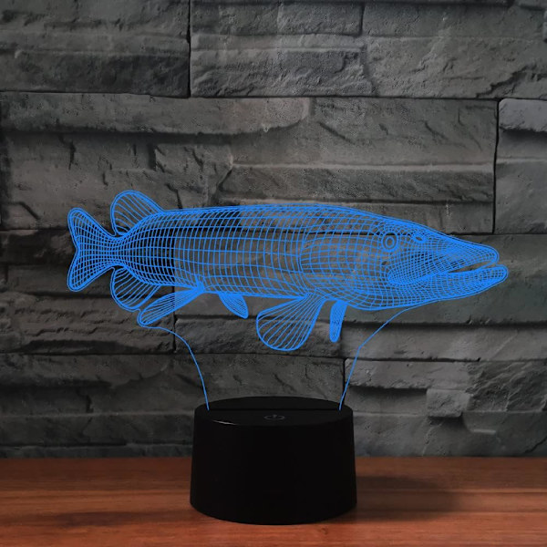WJ 3D Marine Fish Fjernbetjening 16 Farve Natlys Illusion Akryl LED Bordlampe Sengelampe Børneværelse Skrivebordsdekoration Fødselsdagsgaver Legetøj til Børn