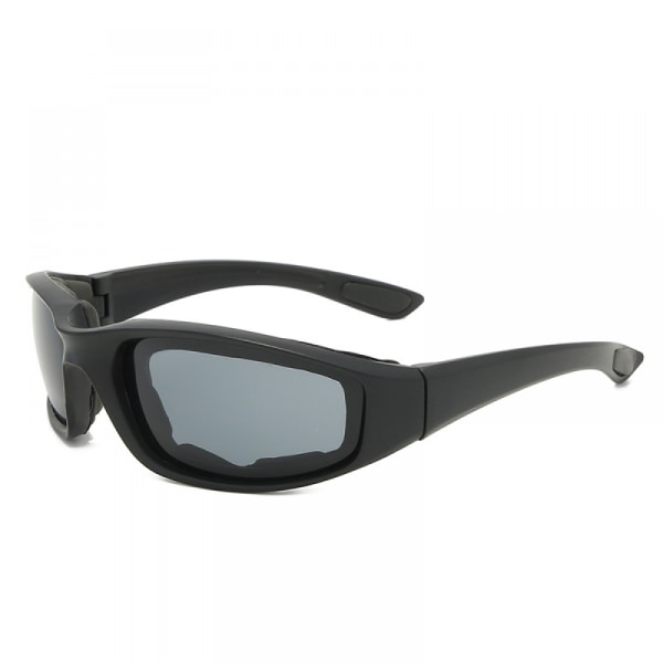 Motorcykelglasögon med svart ram, cykelglasögon, cykelglasögon för utomhussport, vindtäta glasögon - grå linser