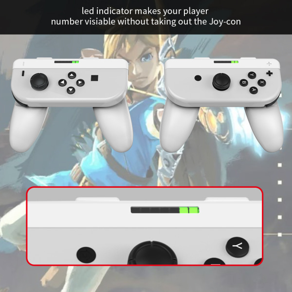 Bryter/Oled Venstre og Høyre Håndtak To i Én Grip, Joycon Liten Håndtak Avtakbar To Montering (Hvit)