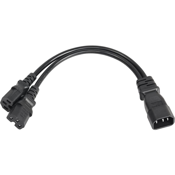 3 stk. 0,3 m IEC 320 C14 til dobbelt IEC 320 C15 hun-splitter forlængerkabel til router, netværksswitch, computer (c14-2xc15)