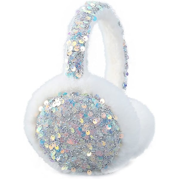 Girl Winter Earmuffs Sequin Shiny Outdoor Ear Warmers Fluffy Muffs Cute Faux Fur Earmuff for Kids Adult Women,02