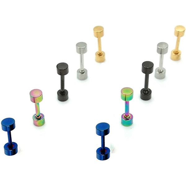 Dot Øreringe, Højpoleret Kirurgisk Stål Skrue Flade Tilbage Disk Stud Øreringe til Kvinder Mænd Pakke med 5 Par (3MM)