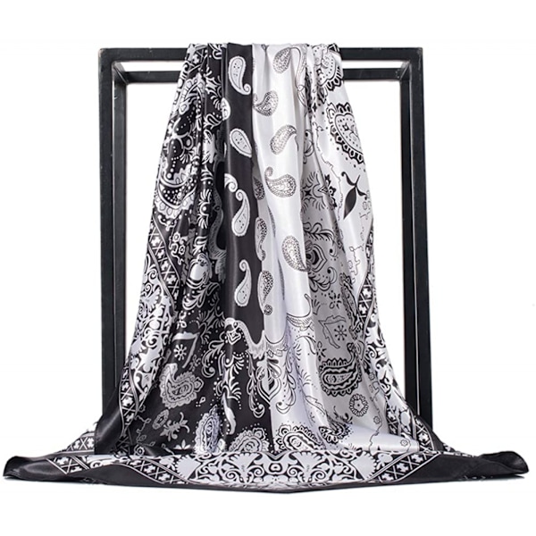 Dam Silke Scarf Bälte Mönster Stor Fyrkantig Satin Huvudduk Hätta 35\"
