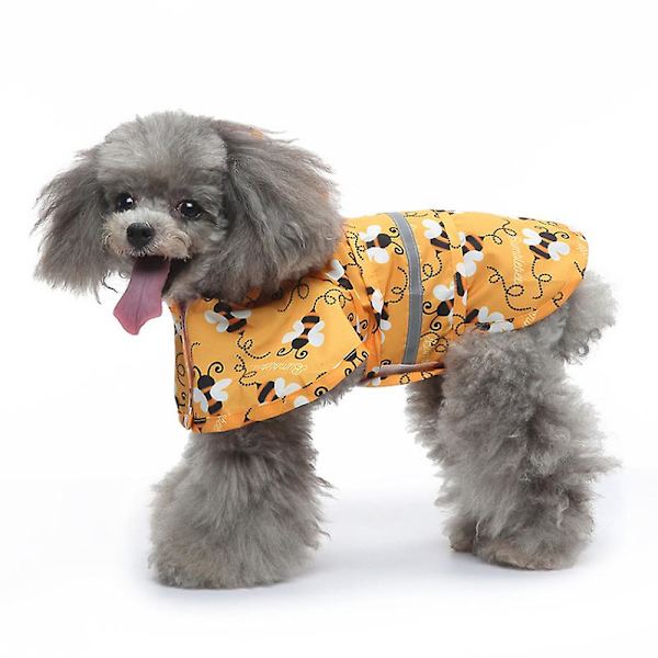 Söt Hund Regnjacka Kläder Reflekterande Valp Regnjacka Mode Tecknad York Poodle Små Stora Hundar Vattentäta Kläder Kostymer (Gul 4XL)