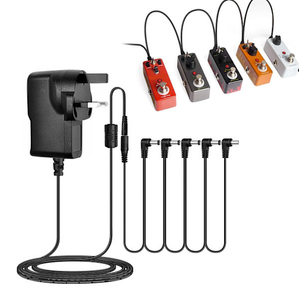 Strömadapter 9V Plastgitarr Multieffekt 1 till 5 C2T Linje Industriella Verktyg 850mA AC100‑240VUK-kontakt