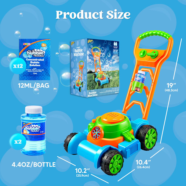 Bubble Lawn Mower -lelu taaperoille - Lasten saippuakuplakone kesän ulkoleikkeihin, takapihan puutarhaleikkeihin taaperoille ja esikoululaisille blue