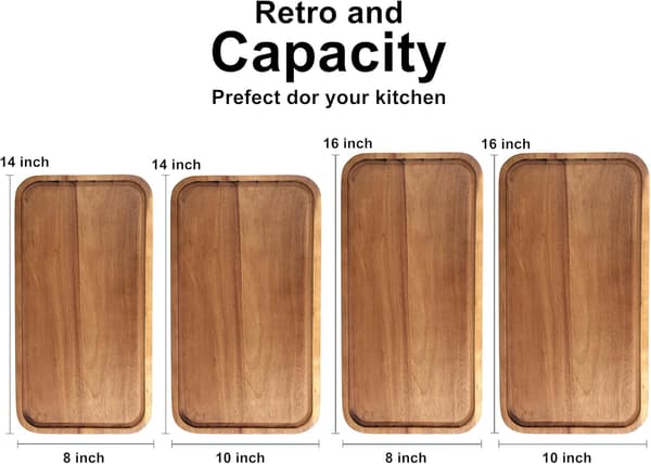 Medium Acacia Trä Serveringsbrickor Långa Charkuteribrädor Trä Snackbricka Rektangulära Kakaptitretsbrickor Serverings Ostbricka
