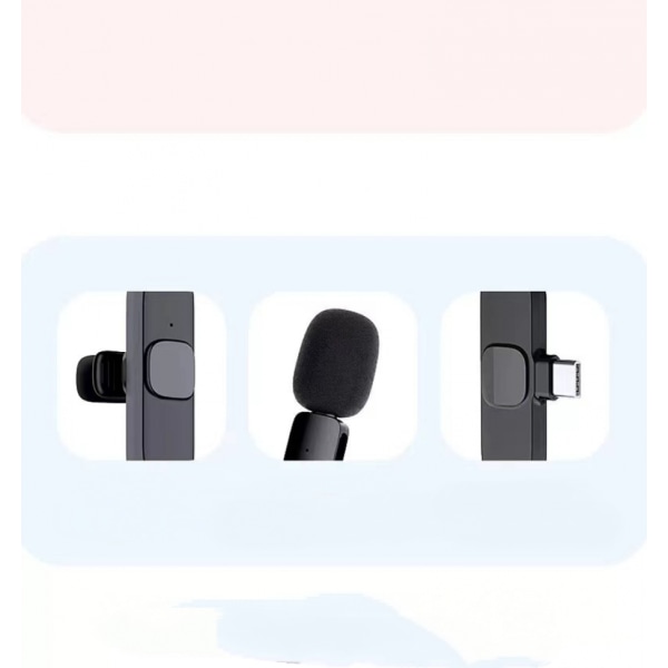 Trådlösa mikrofoner för Android-telefon, Mini professionell trådlös lavaliermikrofon för videoinspelning Podcast sladdlös lapelmikrofon