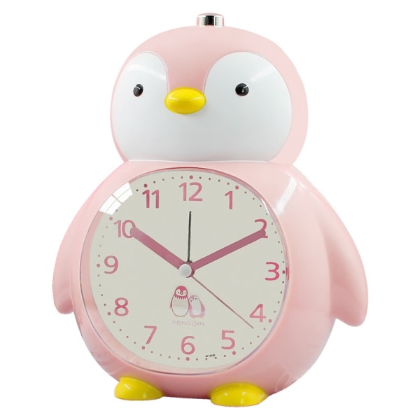 JUSTUP Kids Alarm Clock Cute Penguin Alarm Clock with Night Light Snooze Alarm Clock  --- Pink