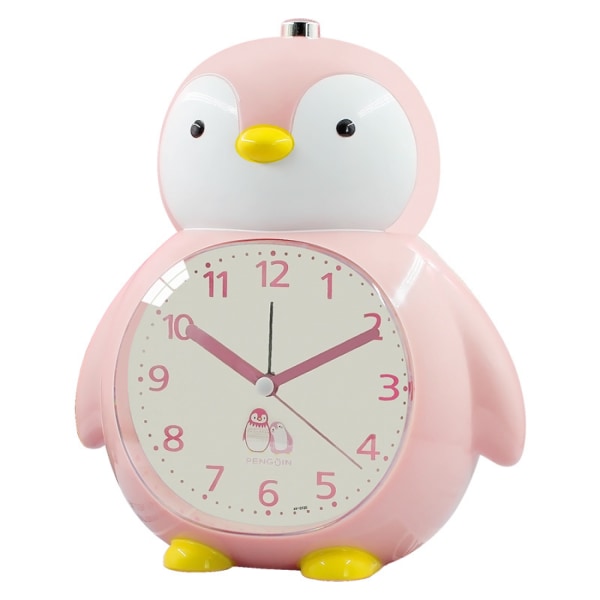 JUSTUP Kids Väckarklocka Söt Penguin Väckarklocka med Nattljus Snooze Väckarklocka --- Rosa