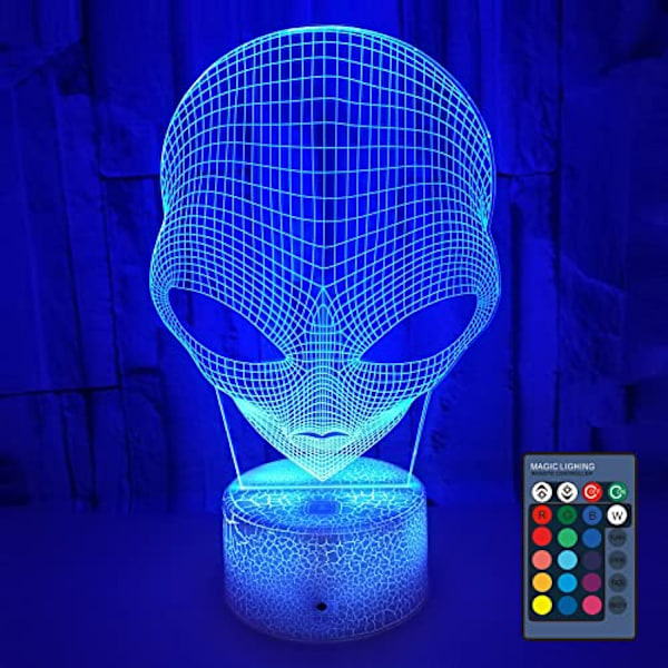Qinwei 3D Natlamper 16 Farver Skiftende Justerbar Alien Legetøj med Smart Touch Fjernbetjening til Drenge Piger (Crack Sæde)