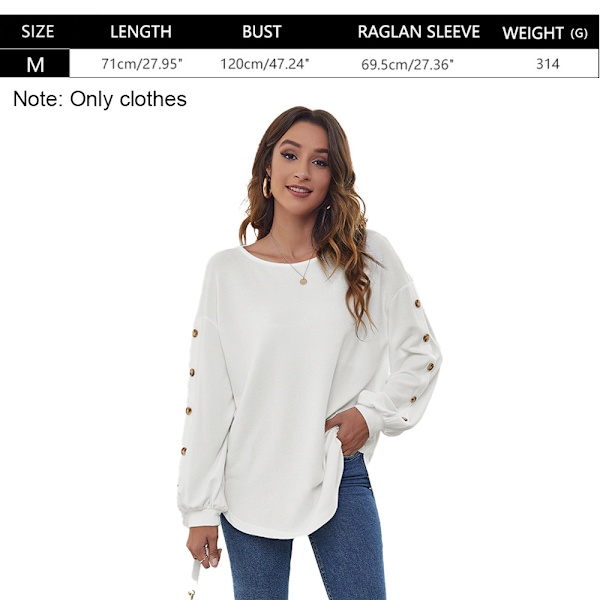 Topp höst långärmad lös passform casual pullover skjorta M