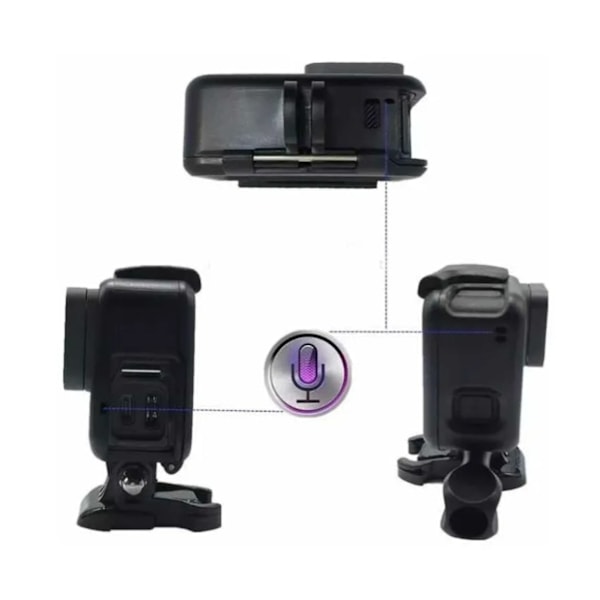 Ramfäste för Hero 5 Hero 6 Actionkamera Skyddande Ramfodral med Reserverad Mikrofonöppning Svart