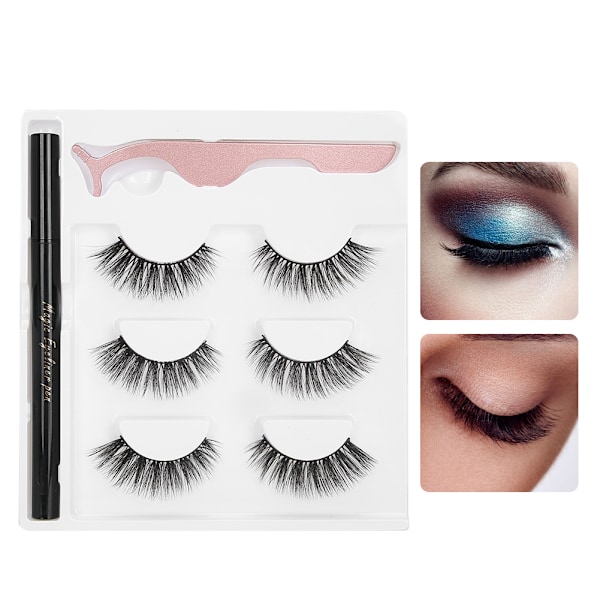 Itseliimautuva Eyeliner - Vesipohjainen Eyeliner - Tekokarvat - Pinsetit - Meikkityökalusarja (E69 Musta Laatikko)