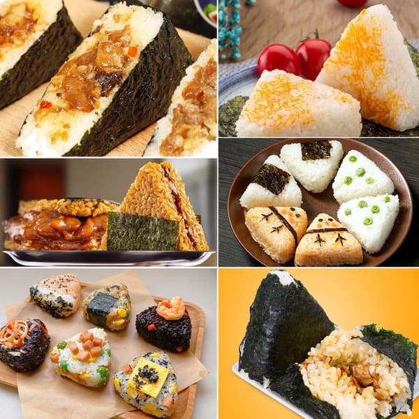 2-pak trekantet Onigiri-form sæt – stor risboldmaskine med rispagaj, sushimaskiner til hjemmelavede trekantede risbolde, japansk