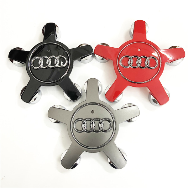 Passar till Audi 134mm femklo fot däckhjulnav logotyp A6 A4L-Audi 5-klo konvex svart (fyra pack)