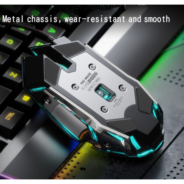 pw2 mekanisk gaming mus kablet dataspillmus lysende makro programmering USB mus hjemmekontor svart