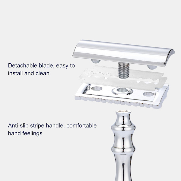 Man Rakning Razor Klassisk Dubbelkant Razor och Bas Säkerhet Rakning (Blå Razor   Blad)