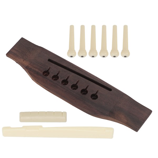 Gitar Preslotted Bridge Set Rosewood Plast Sadel Mutter Pin Set for Akustiske Gitarer