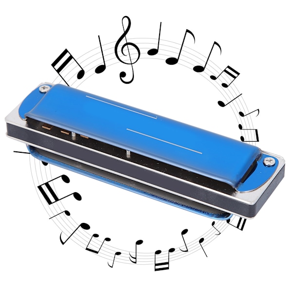 Blues Harp Harmonika 10-Hul Professionel Mundharmonika G-Nøgle Gaver Rustfrit Stål Dæksel (Blå)