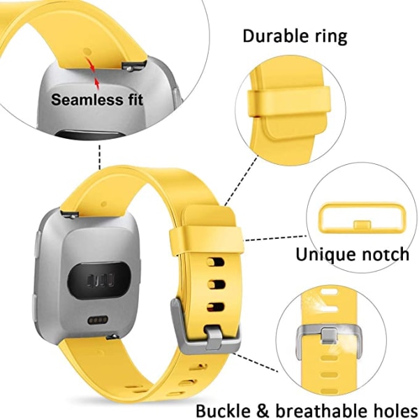 Den smarte klokkestroppen er kompatibel med Fitbit versa Smartwatch, versa 2 og versa Lite se klokker for kvinner og menn（Mango Yellow-S）