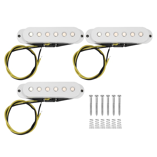 3 stk. Single Coil Pickup for Elektrisk Gitar Flat Pole Type Hals 50mm / Midt 50mm / Bro 52mm