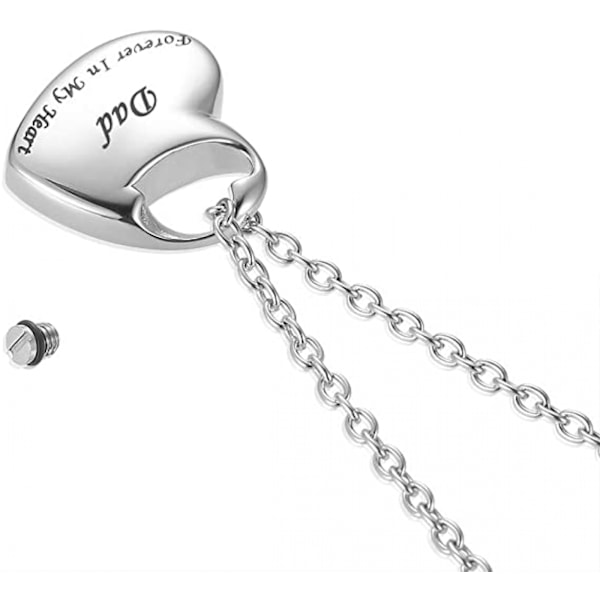 AVEKI Kremasjonsurne Halskjede for Aske Urne Smykker, Forever in My Heart Gravert Rustfritt Stål Keepsake Vanntett Minnesmerke Anheng for mamma og pappa med
