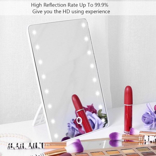Touch Screen Makeup Mirror 16LED Dimmable Tabletop Lighted Cosmetic Vanity Mirror
