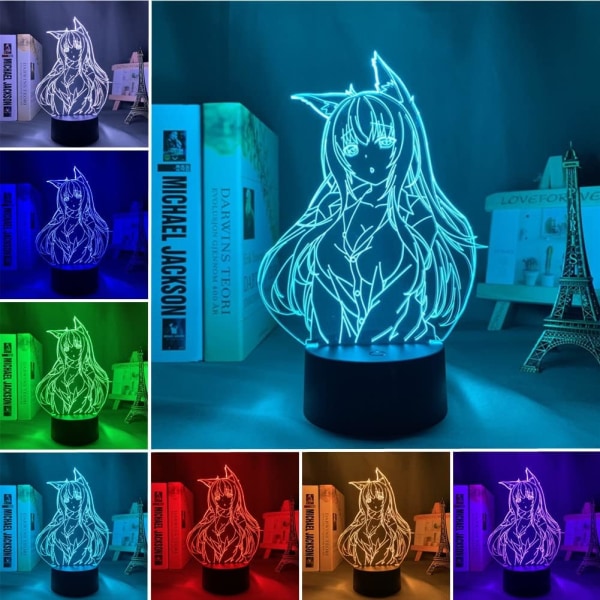 Anime Nekopara 3D Illusion Lamp Färgglad Nattlampa RGB 16 Färger med Fjärrkontroll Sovrumsdekor Akryl Bordslampa Barn Födelsedag Julgåvor Cat Lady Spel