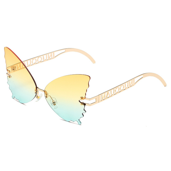 Fjärilsolglasögon Butterfly Rimless Solglasögon Butterfly Glasögon Ögonkläder Fjärilsvingar Solglasögon för Kvinnor Män