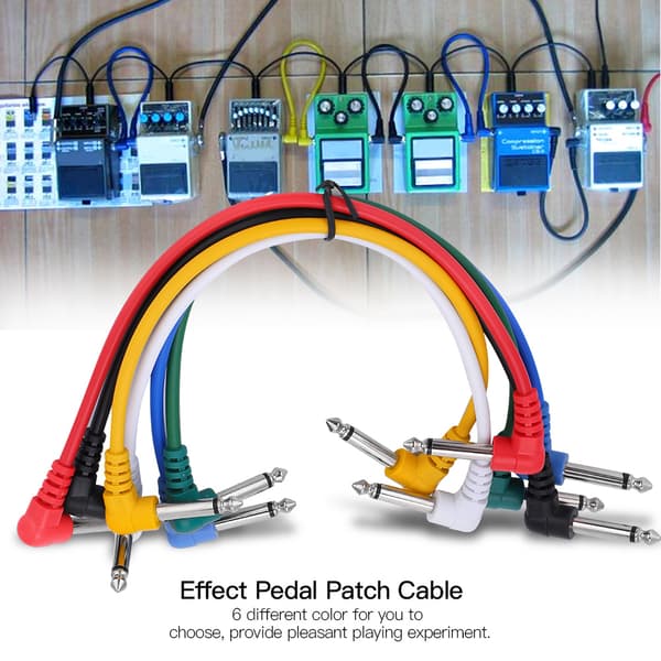 6 stk. Effektpedal Audio Stik Patch Kabel Ledning Vinkel til Basguitar