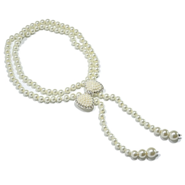 AVEKI Elegant imitation pärla dekorativ metall midjekedja midjebälte Bowknot Butterfly Pearl pärlbälte för klänning, A