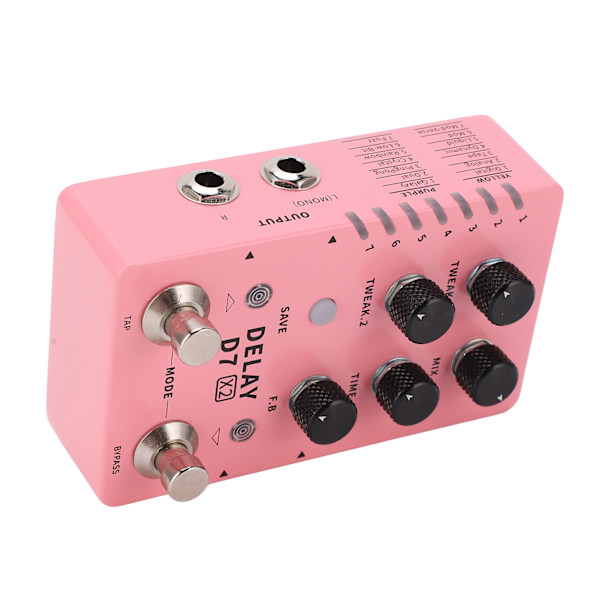 Stereo Delay-effekt Elektrisk Gitarr Singel Effektor Stöd Lagring med 14 Effekter 100‑240VUS-kontakt