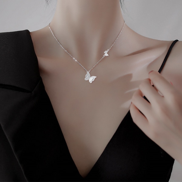 Sommerfugl Halskæder Yndig Lille Hjerte Halskæde 2mm 3mm Rund Rhinestone Slibning Faux Diamant Kubisk Zirkonia Tennis Halskæde til Kvinder Piger Smykker Gaver