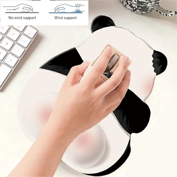 Ergonomisk musematte med håndleddsstøtte, Søt Panda musematte med håndleddsstøtte, Smertelindrende musematte, Musematte for datamaskin, bærbar PC, O pink